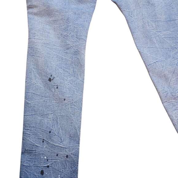 PacSun Men's Stacked Skinny Distressed Paint Splatter Jeans 36x32 Preowned Good - Picture 6 of 9